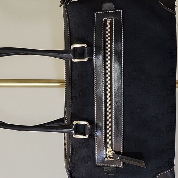 Dooney & Bourke Y2K  Black Legacy Signature Logo Canvas Leather Hobo/ Handbag - Picture 5 of 16